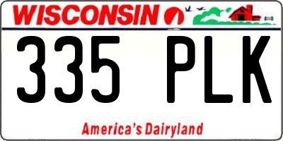 WI license plate 335PLK
