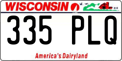 WI license plate 335PLQ