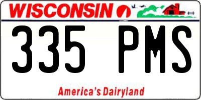 WI license plate 335PMS