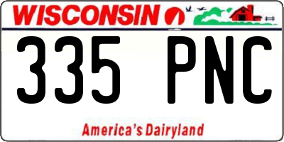 WI license plate 335PNC