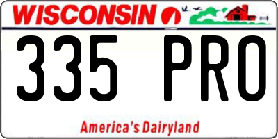 WI license plate 335PRO