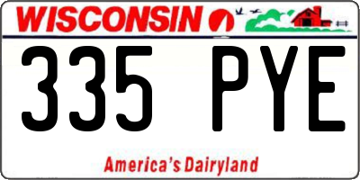 WI license plate 335PYE
