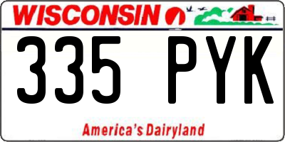 WI license plate 335PYK