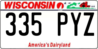 WI license plate 335PYZ