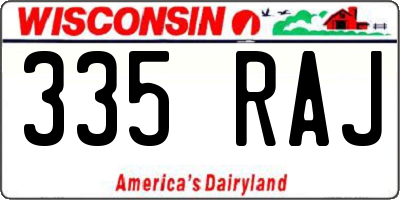 WI license plate 335RAJ