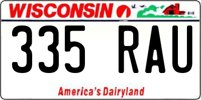 WI license plate 335RAU