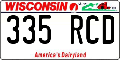 WI license plate 335RCD
