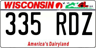 WI license plate 335RDZ