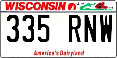 WI license plate 335RNW