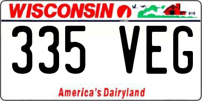 WI license plate 335VEG