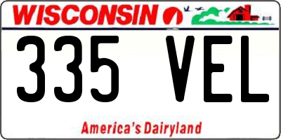 WI license plate 335VEL