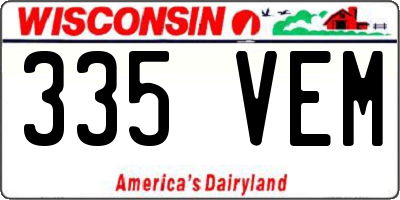 WI license plate 335VEM