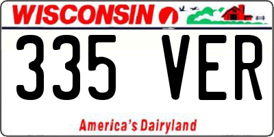 WI license plate 335VER