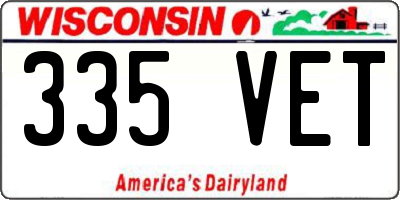 WI license plate 335VET