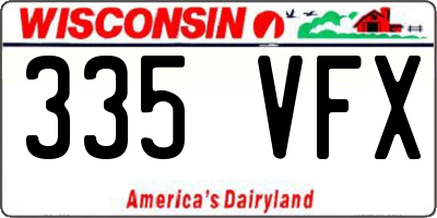 WI license plate 335VFX