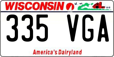 WI license plate 335VGA