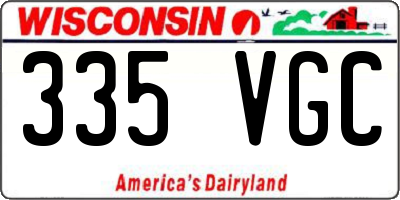 WI license plate 335VGC