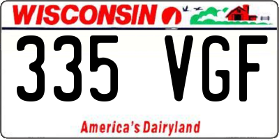 WI license plate 335VGF