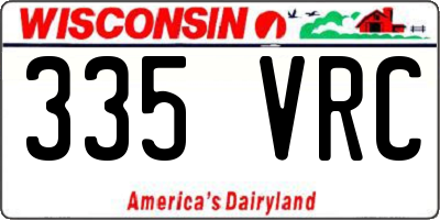 WI license plate 335VRC