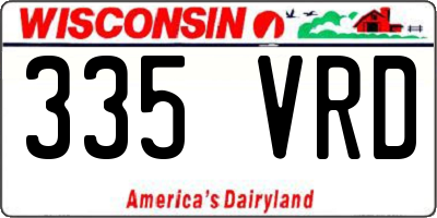 WI license plate 335VRD