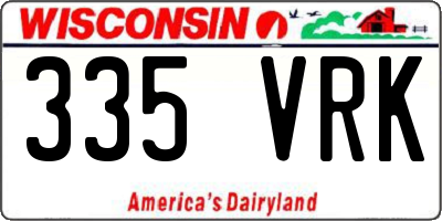 WI license plate 335VRK