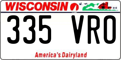 WI license plate 335VRO