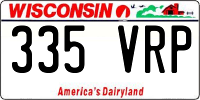 WI license plate 335VRP