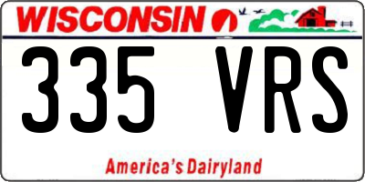 WI license plate 335VRS