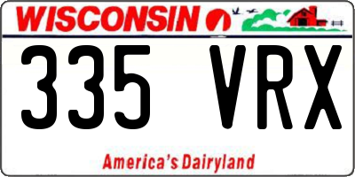 WI license plate 335VRX