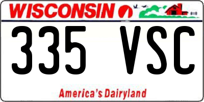 WI license plate 335VSC