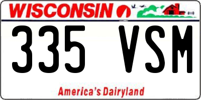 WI license plate 335VSM