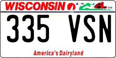 WI license plate 335VSN