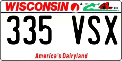 WI license plate 335VSX