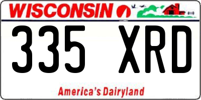 WI license plate 335XRD