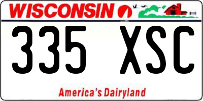 WI license plate 335XSC