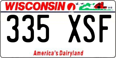 WI license plate 335XSF