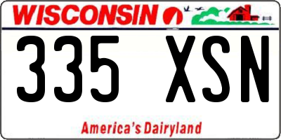 WI license plate 335XSN