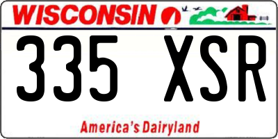 WI license plate 335XSR