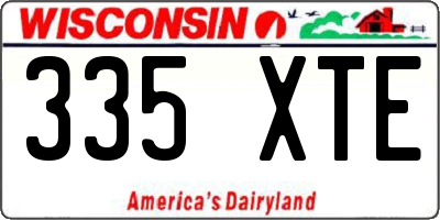 WI license plate 335XTE