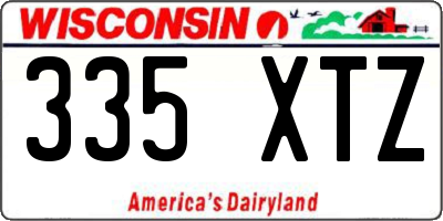 WI license plate 335XTZ