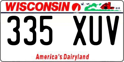 WI license plate 335XUV