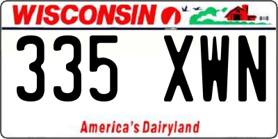 WI license plate 335XWN