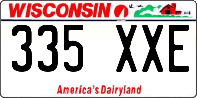 WI license plate 335XXE