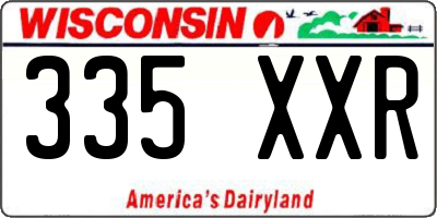 WI license plate 335XXR