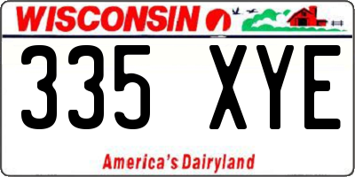 WI license plate 335XYE