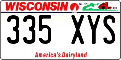 WI license plate 335XYS