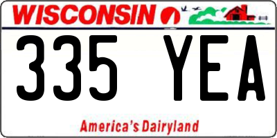 WI license plate 335YEA
