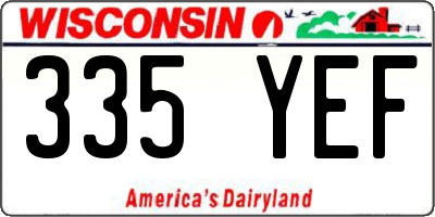 WI license plate 335YEF