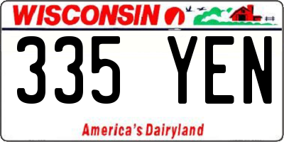 WI license plate 335YEN