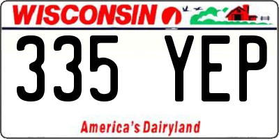 WI license plate 335YEP